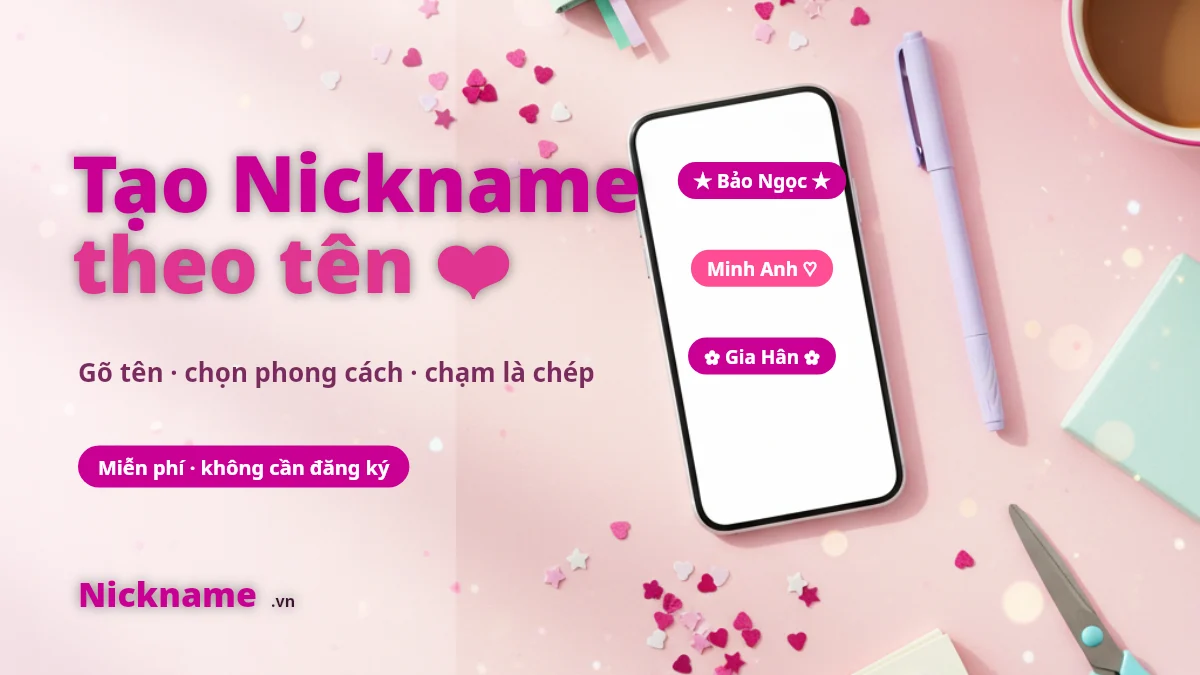 Công cụ tạo nickname theo tên với kí tự đặc biệt trên Nickname.vn