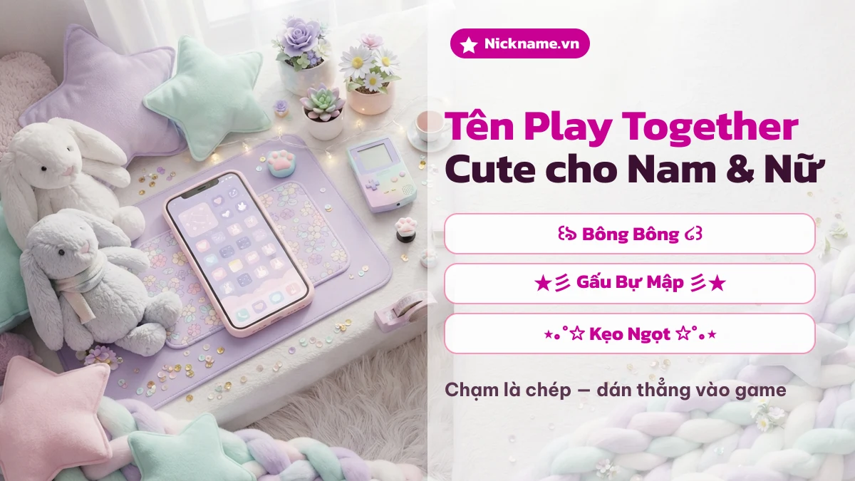 Mẫu nickname Play Together cute cho nam và nữ