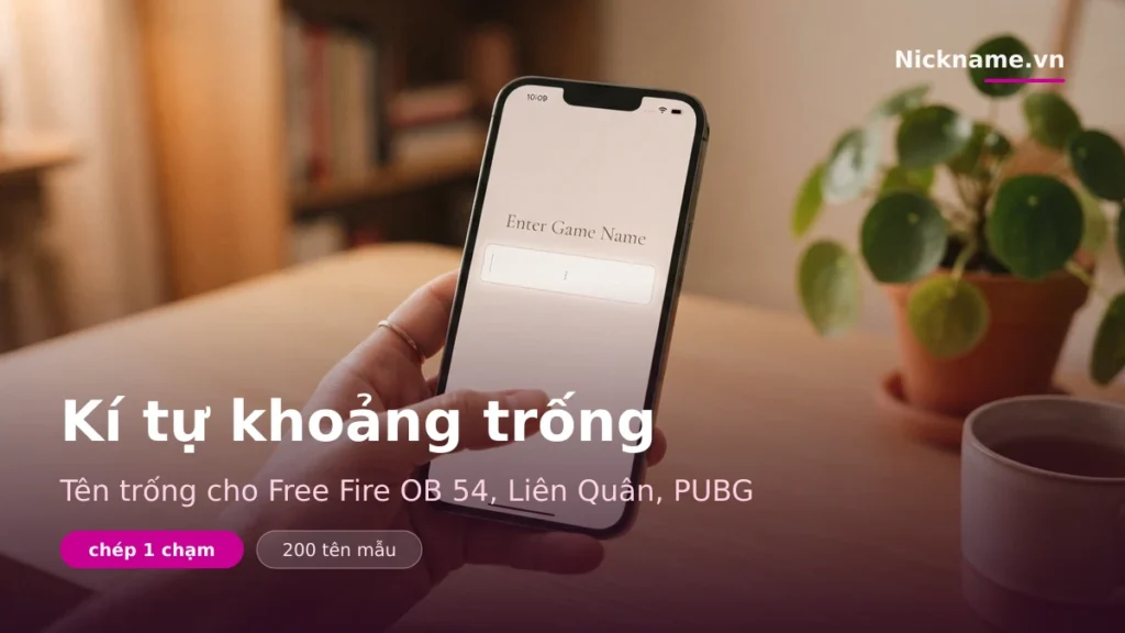 Kí Tự Khoảng Trống ⬜ Tên Trống FF OB54, Liên Quân, PUBG