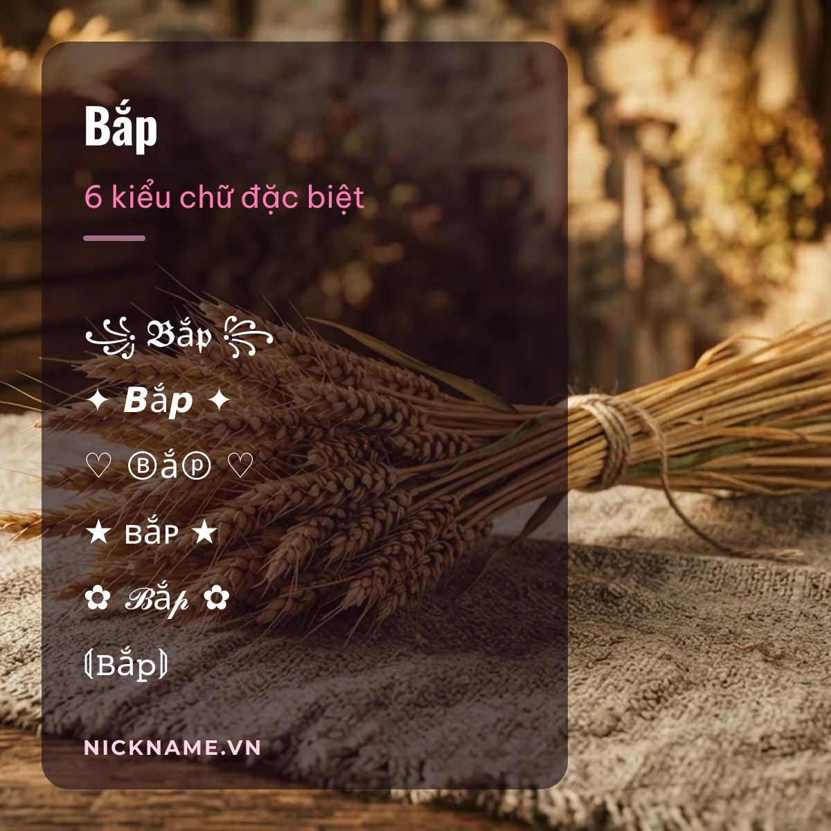Tên Bắp kí tự đặc biệt: 6 kiểu chữ Unicode để chép