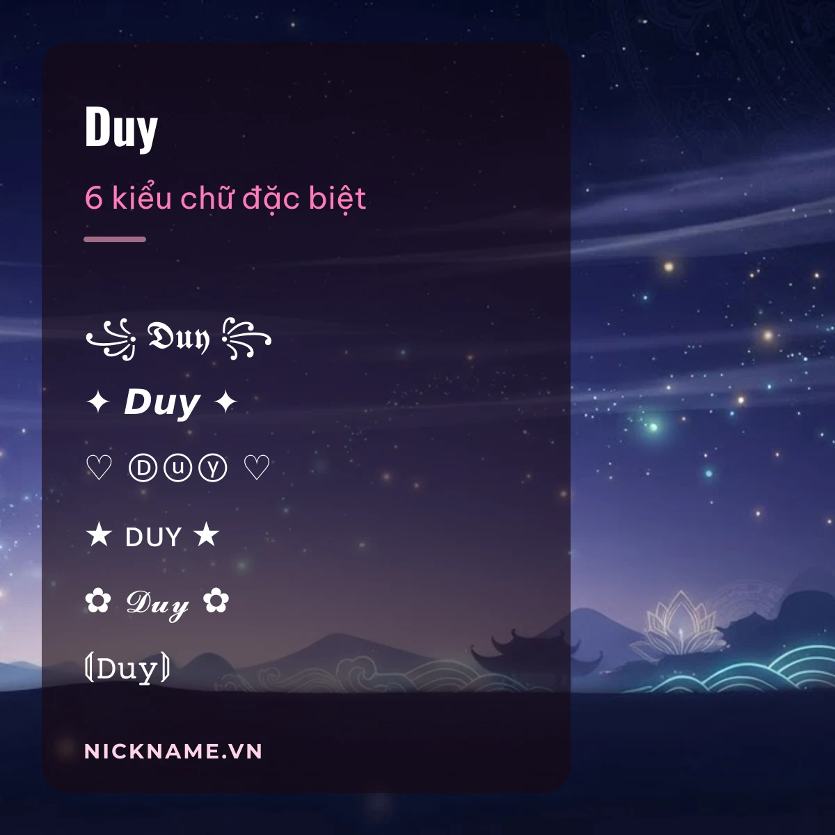 Tên Duy kí tự đặc biệt: 6 kiểu chữ Unicode để chép