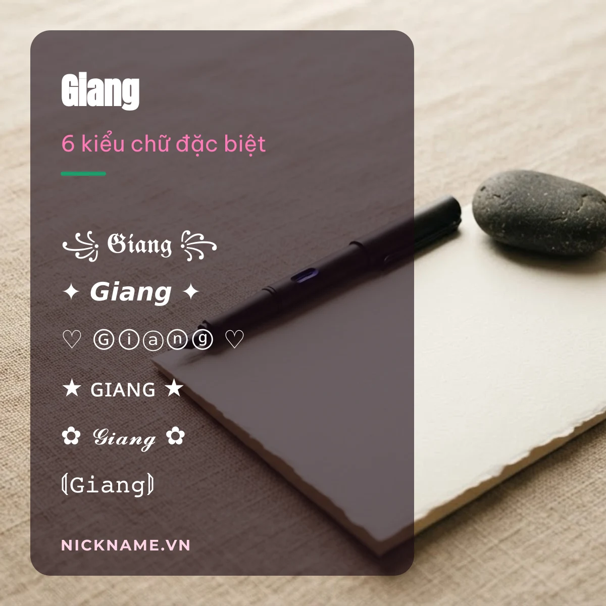 Tên Giang kí tự đặc biệt: 6 kiểu chữ Unicode để chép