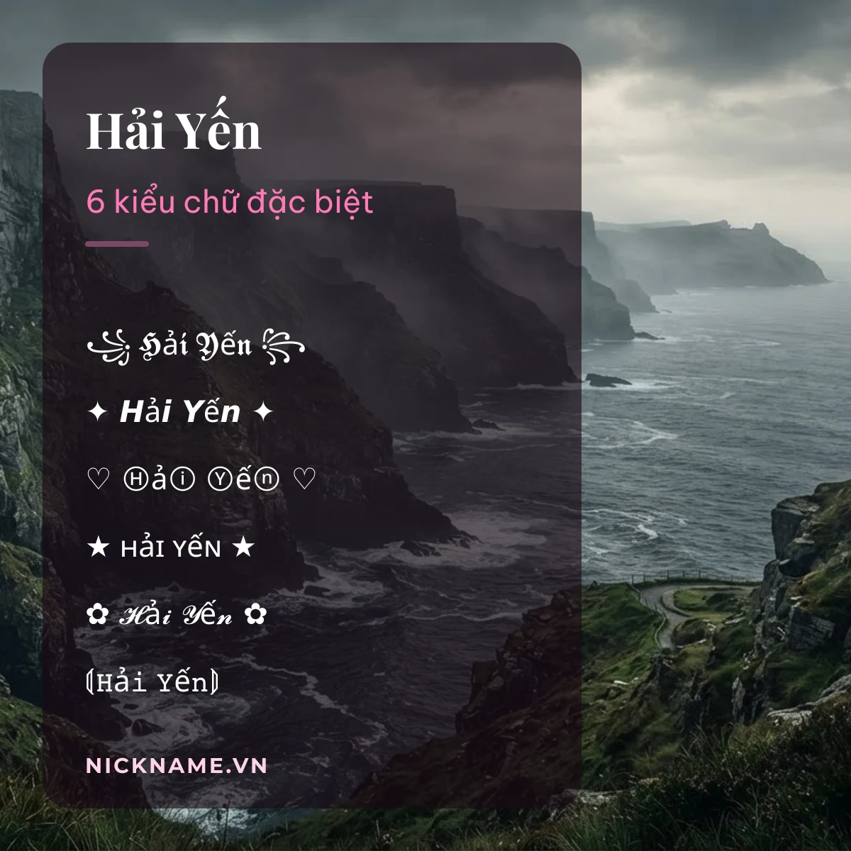 Tên Hải Yến kí tự đặc biệt: 6 kiểu chữ Unicode để chép