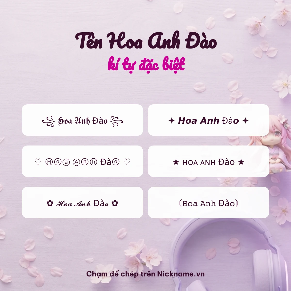 Tên Hoa Anh Đào kí tự đặc biệt: 6 kiểu chữ Unicode để chép