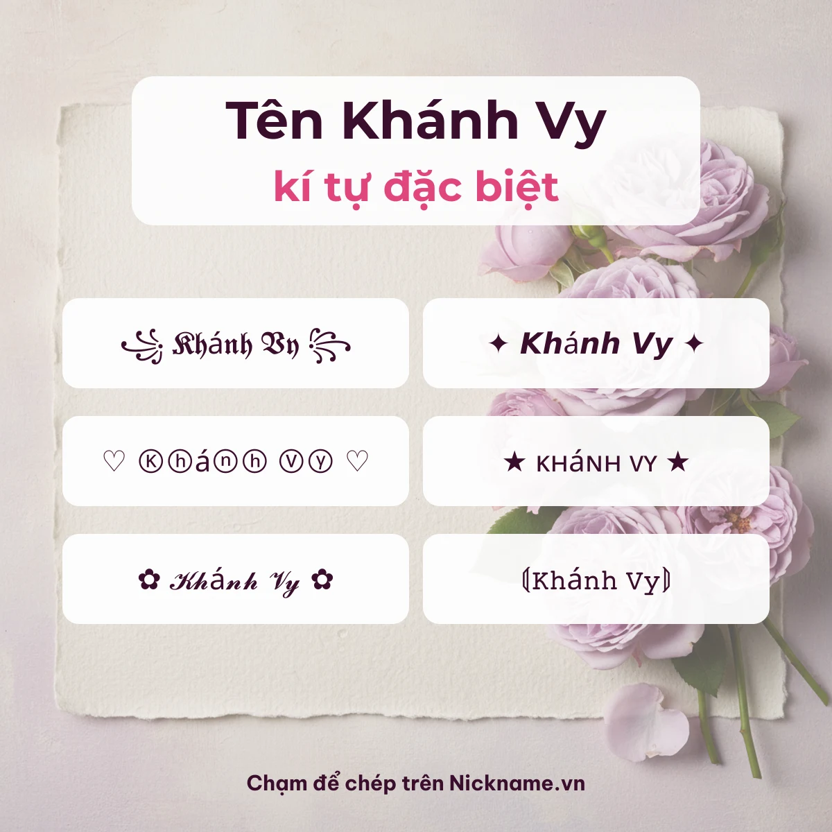 Tên Khánh Vy kí tự đặc biệt: 6 kiểu chữ Unicode để chép