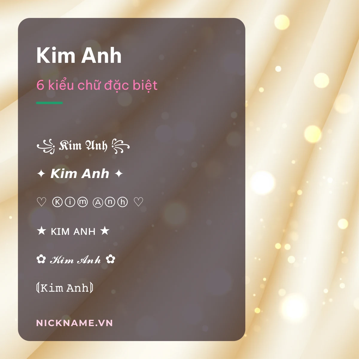 Tên Kim Anh kí tự đặc biệt: 6 kiểu chữ Unicode để chép