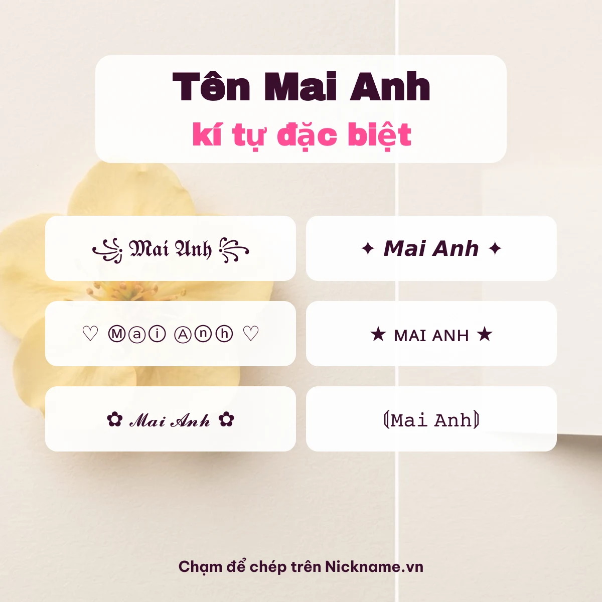 Tên Mai Anh kí tự đặc biệt: 6 kiểu chữ Unicode để chép