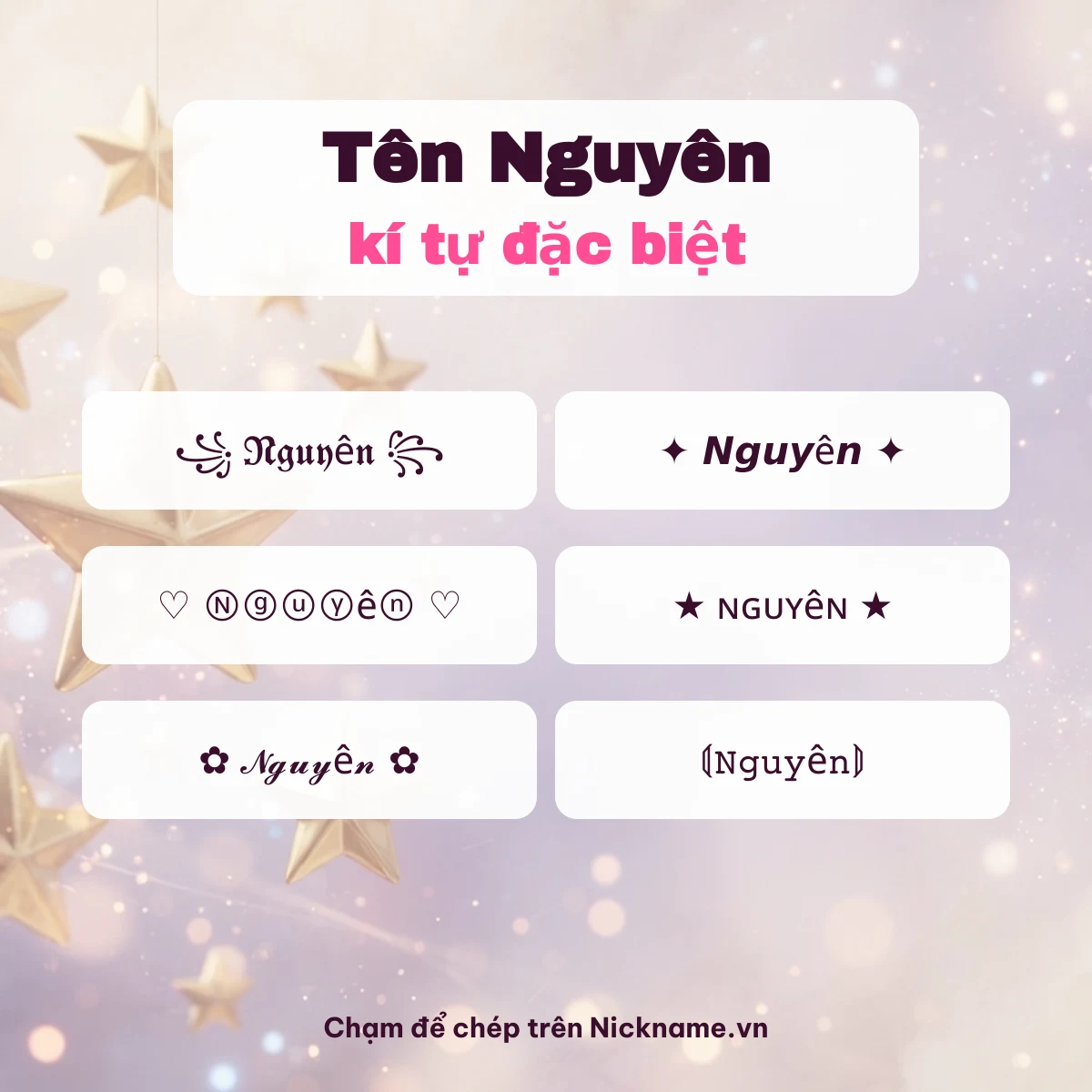 Tên Nguyên kí tự đặc biệt: 6 kiểu chữ Unicode để chép