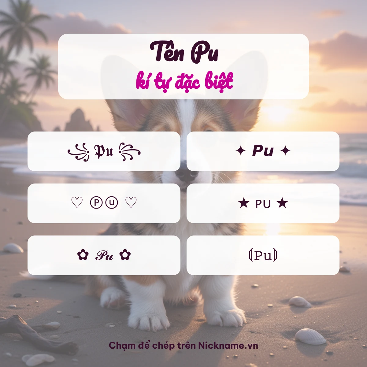 Tên Pu kí tự đặc biệt: 6 kiểu chữ Unicode để chép