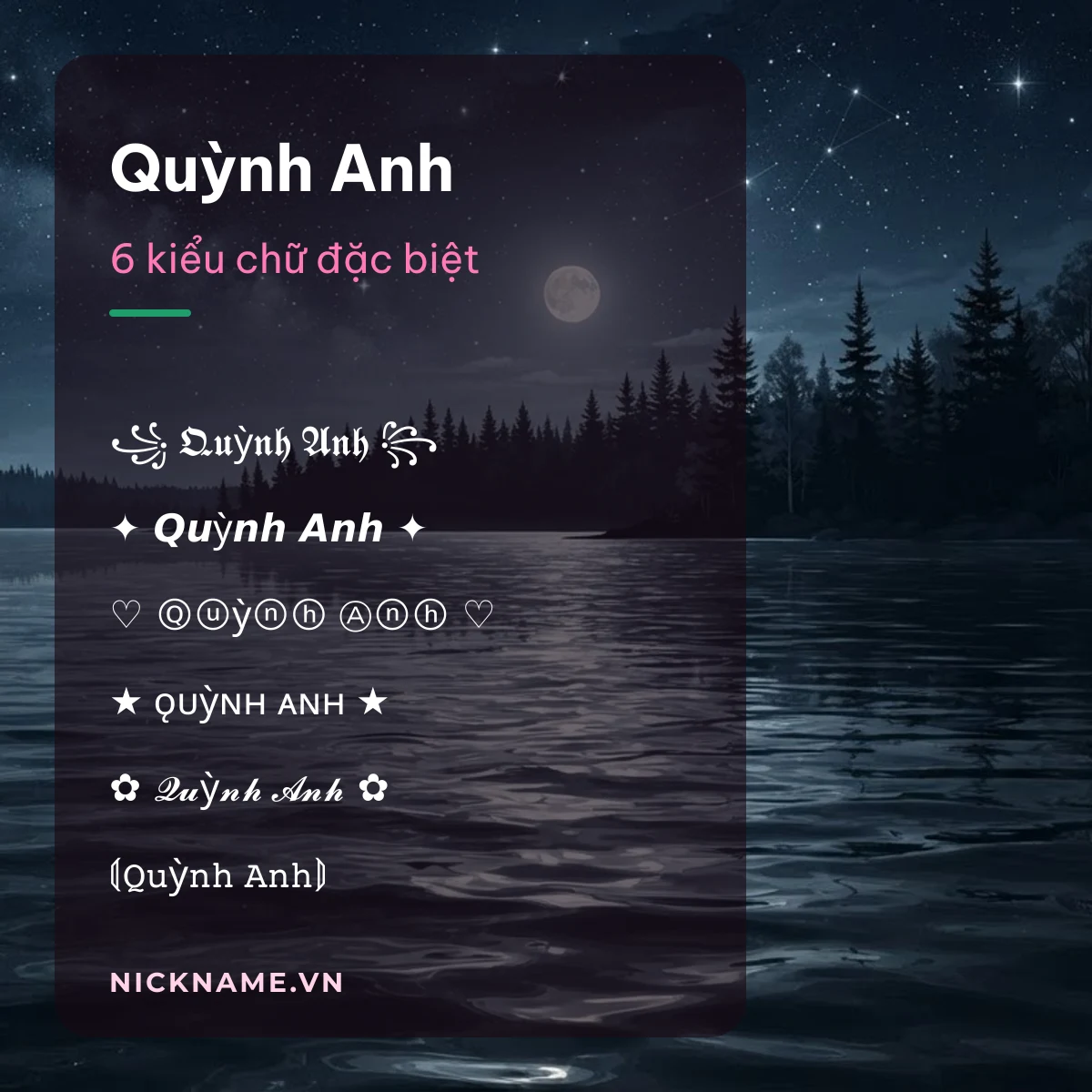 Tên Quỳnh Anh kí tự đặc biệt: 6 kiểu chữ Unicode để chép