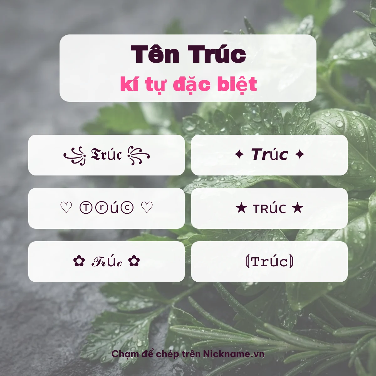Tên Trúc kí tự đặc biệt: 6 kiểu chữ Unicode để chép