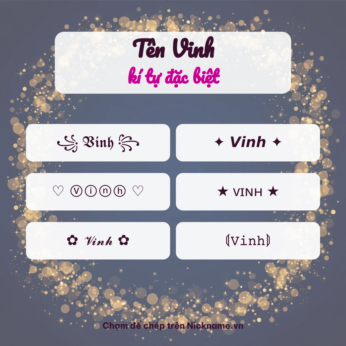 Tên Vinh kí tự đặc biệt: 6 kiểu chữ Unicode để chép