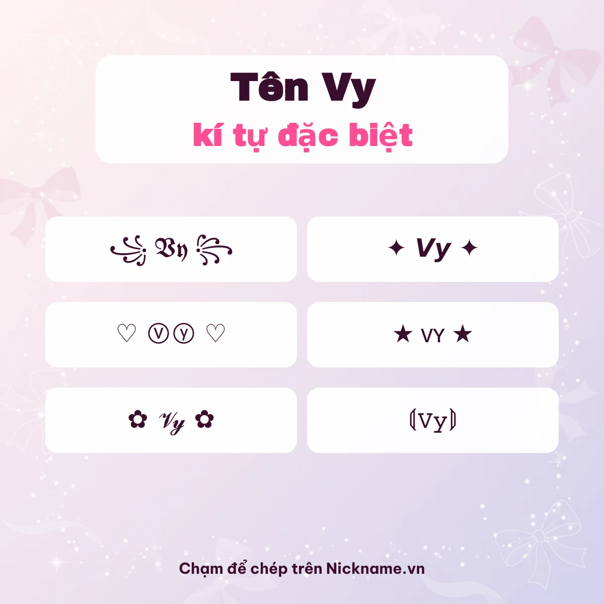 Tên Vy kí tự đặc biệt: 6 kiểu chữ Unicode để chép