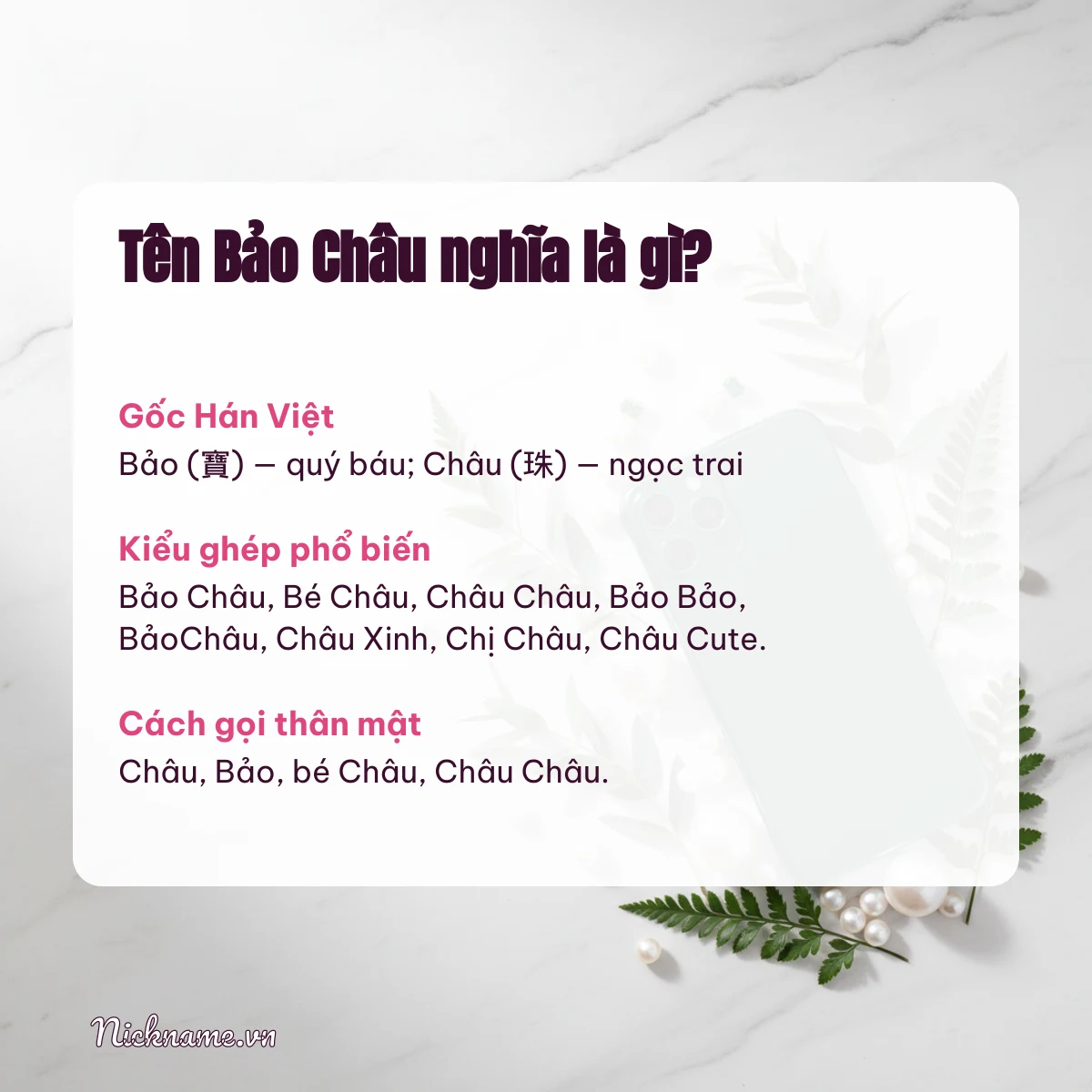 Ý nghĩa tên Bảo Châu và cách gọi thân mật