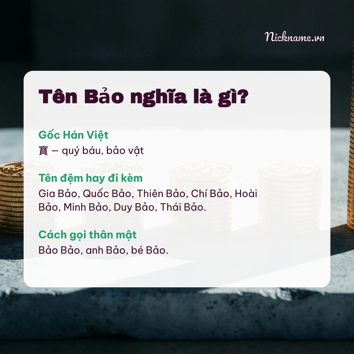 Ý nghĩa tên Bảo và cách gọi thân mật