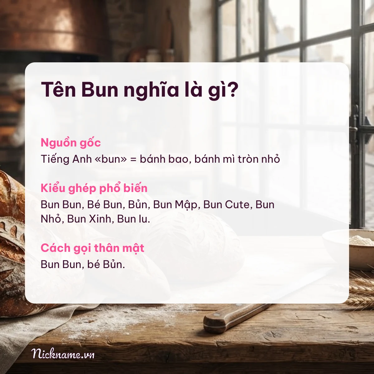 Ý nghĩa tên Bun và cách gọi thân mật