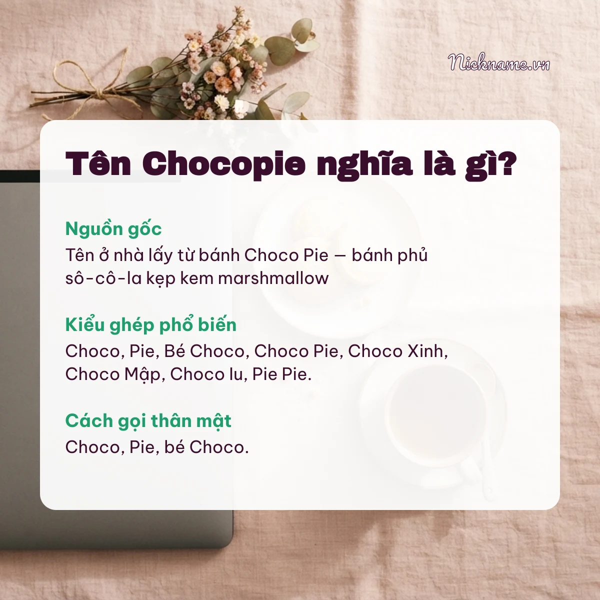 Ý nghĩa tên Chocopie và cách gọi thân mật
