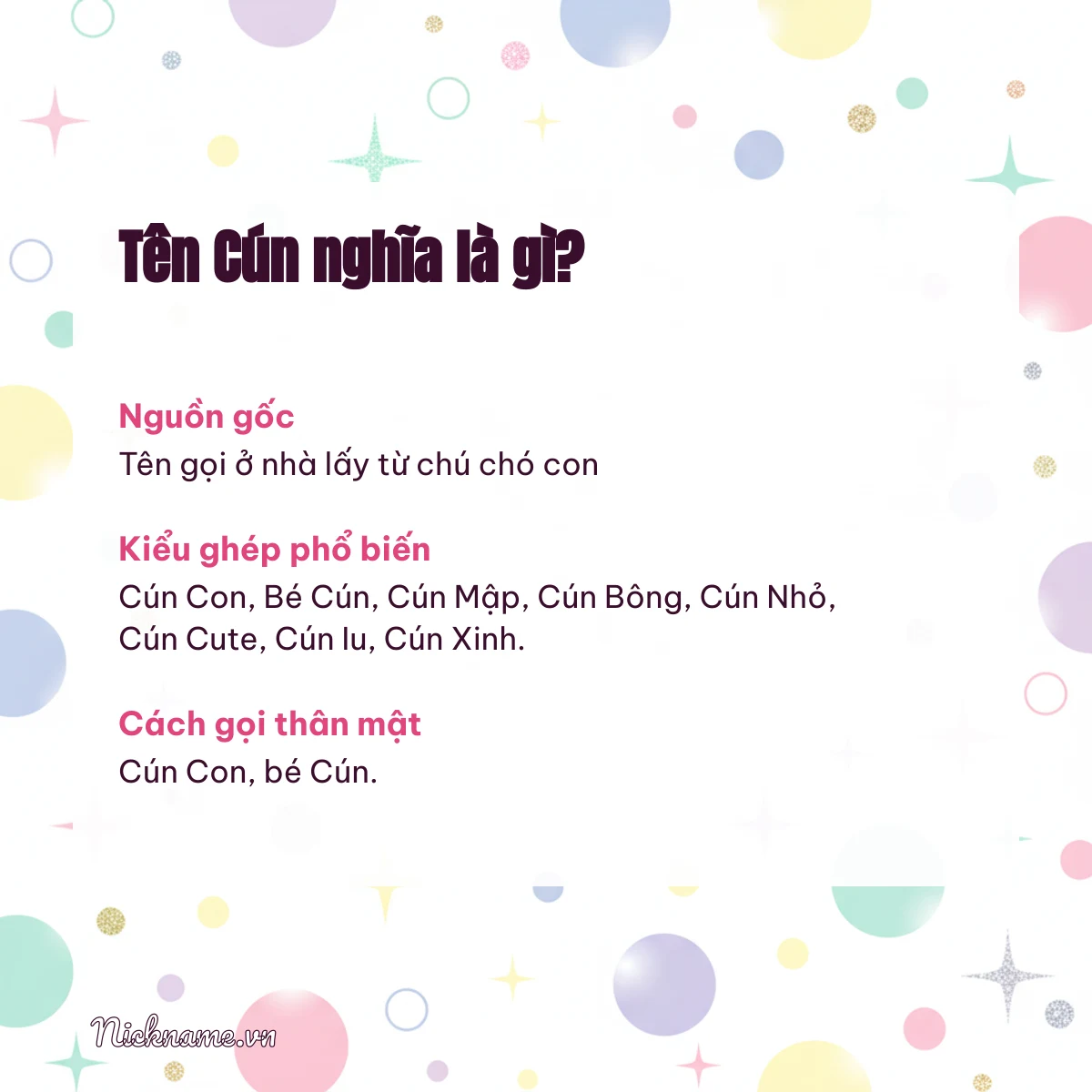 Ý nghĩa tên Cún và cách gọi thân mật