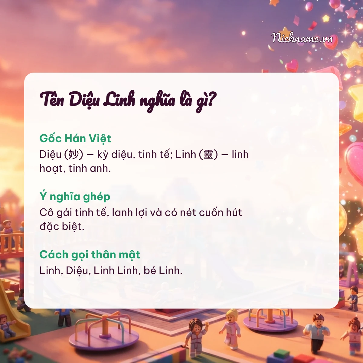 Ý nghĩa tên Diệu Linh và cách gọi thân mật