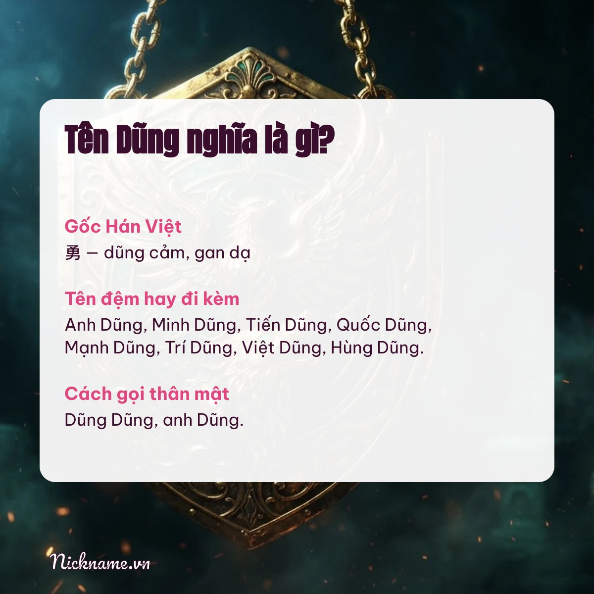 Ý nghĩa tên Dũng và cách gọi thân mật
