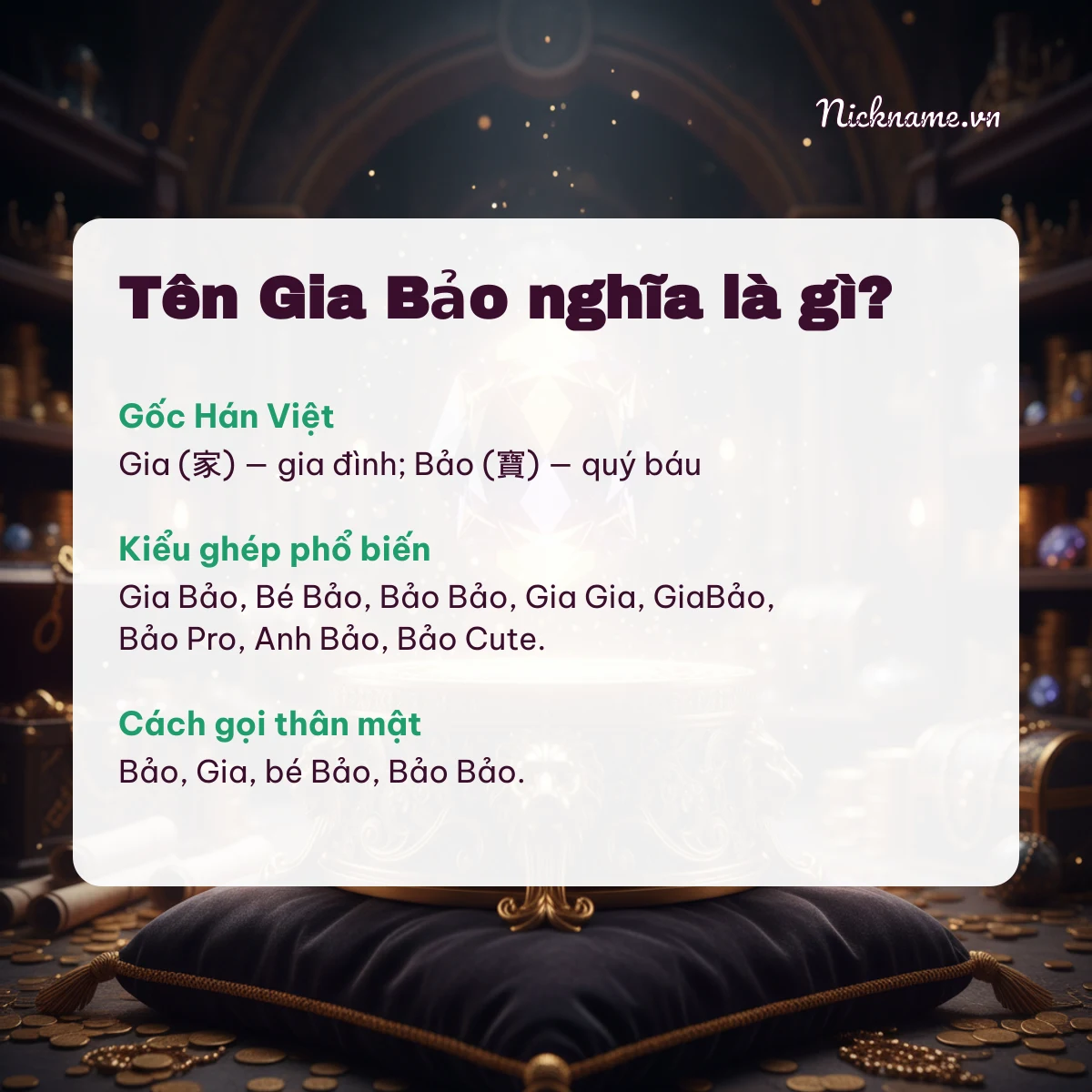 Ý nghĩa tên Gia Bảo và cách gọi thân mật