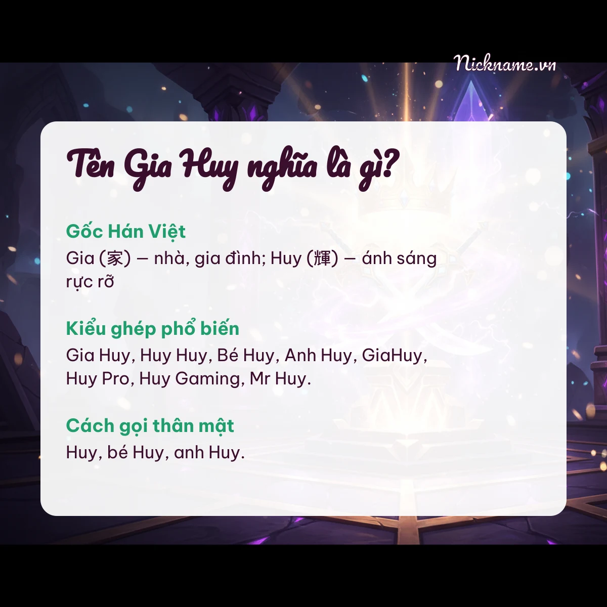 Ý nghĩa tên Gia Huy và cách gọi thân mật