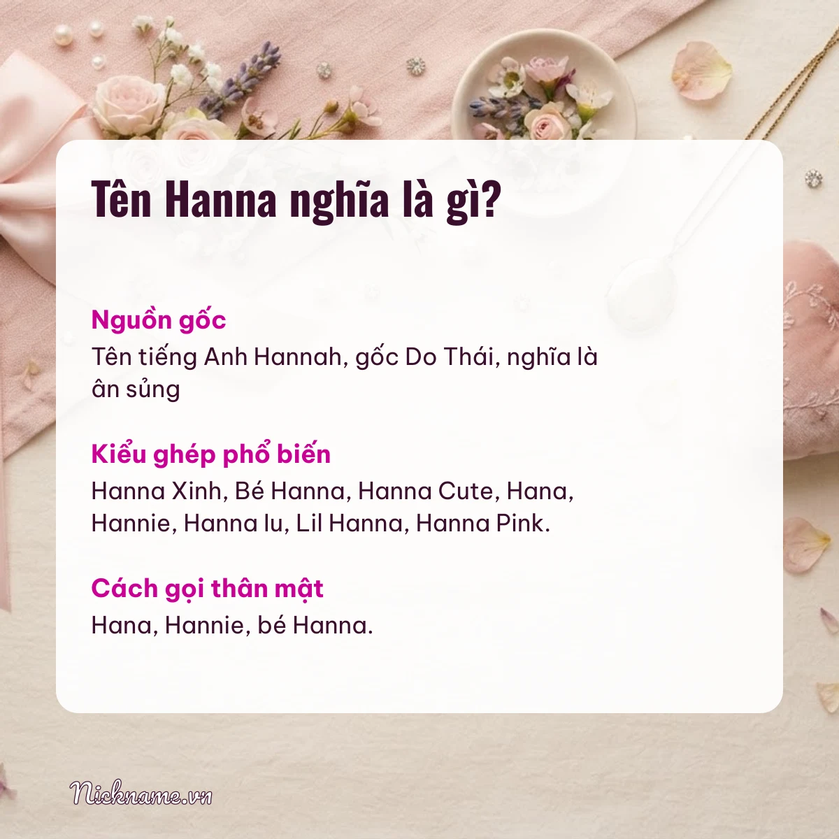 Ý nghĩa tên Hanna và cách gọi thân mật