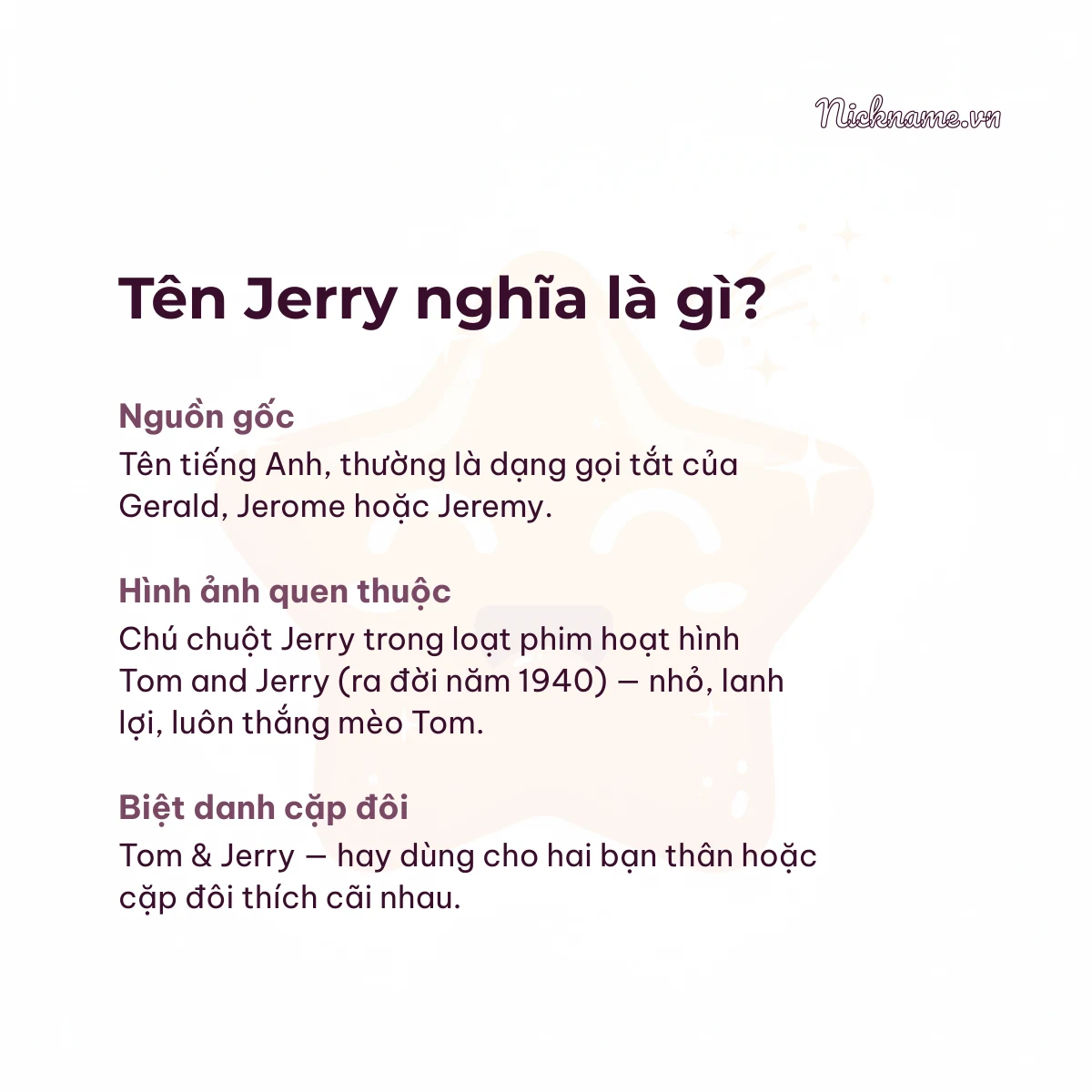 Ý nghĩa tên Jerry và cách gọi thân mật