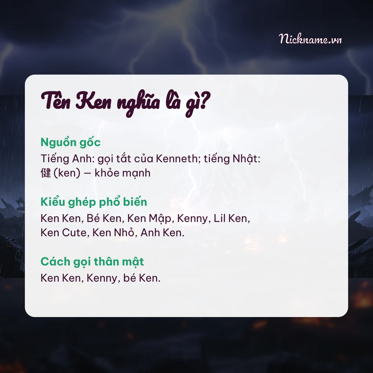 Ý nghĩa tên Ken và cách gọi thân mật