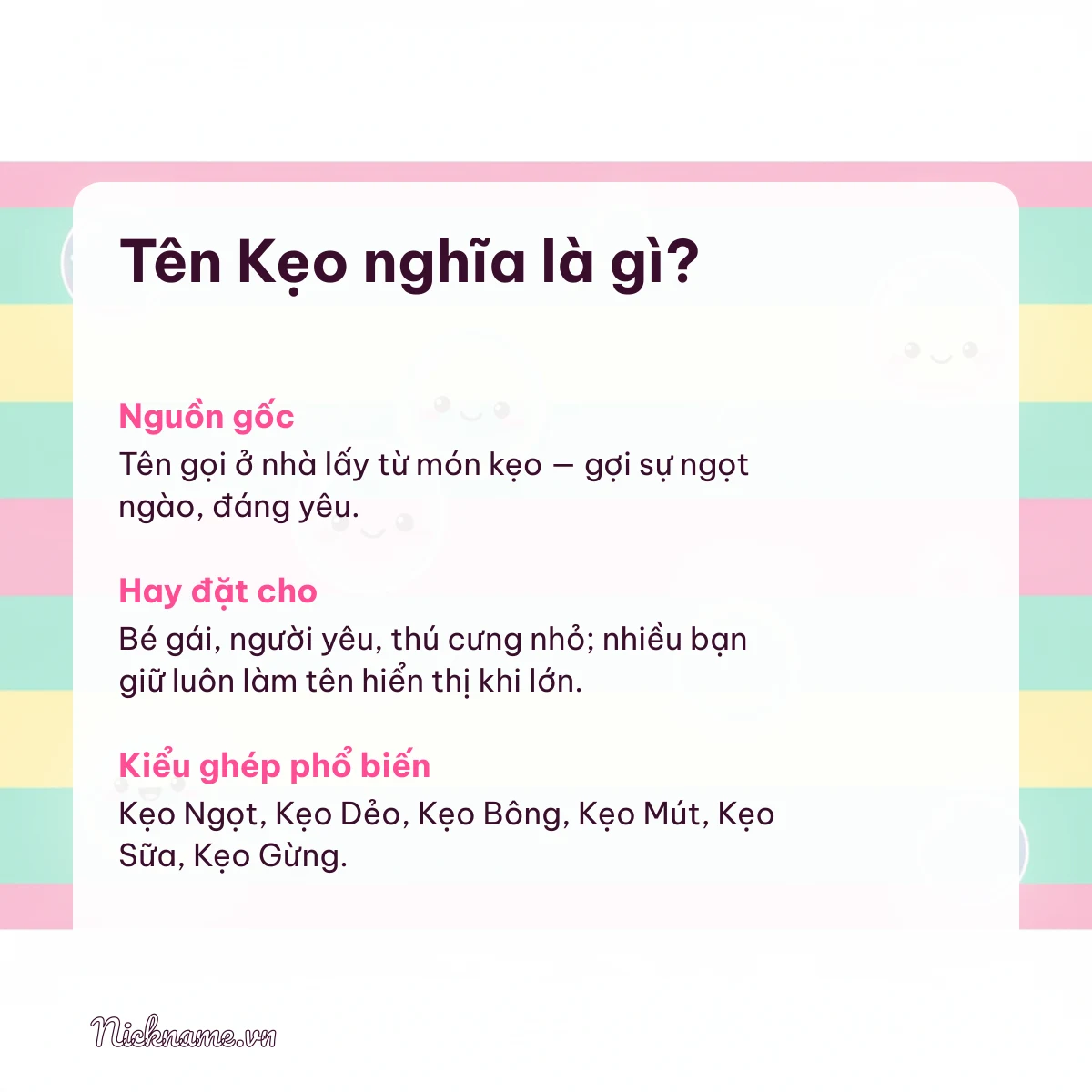 Ý nghĩa tên Kẹo và cách gọi thân mật