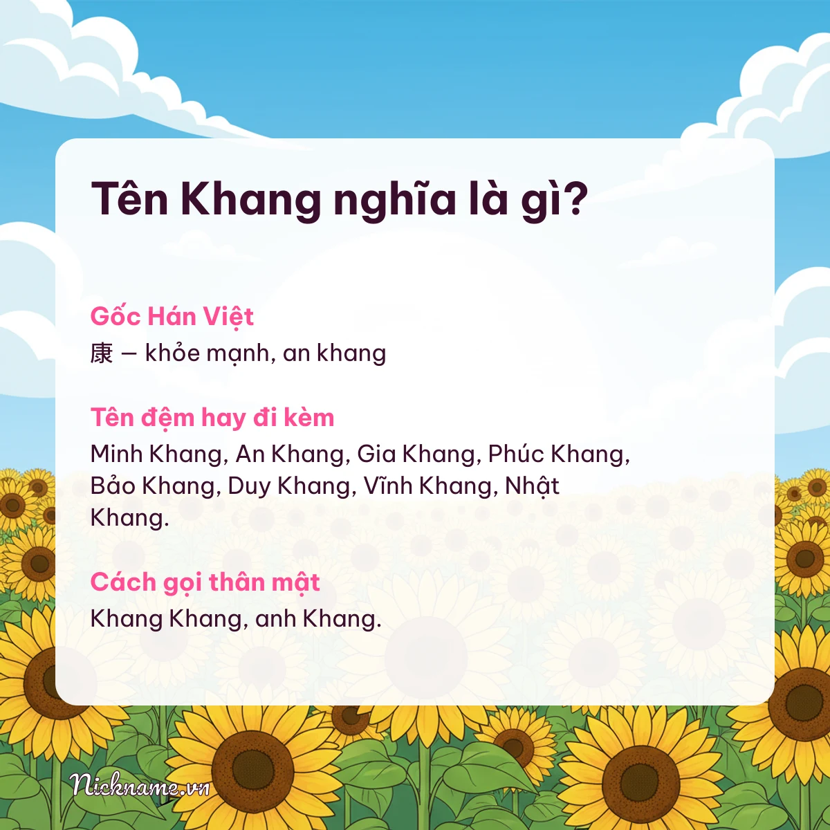 Ý nghĩa tên Khang và cách gọi thân mật