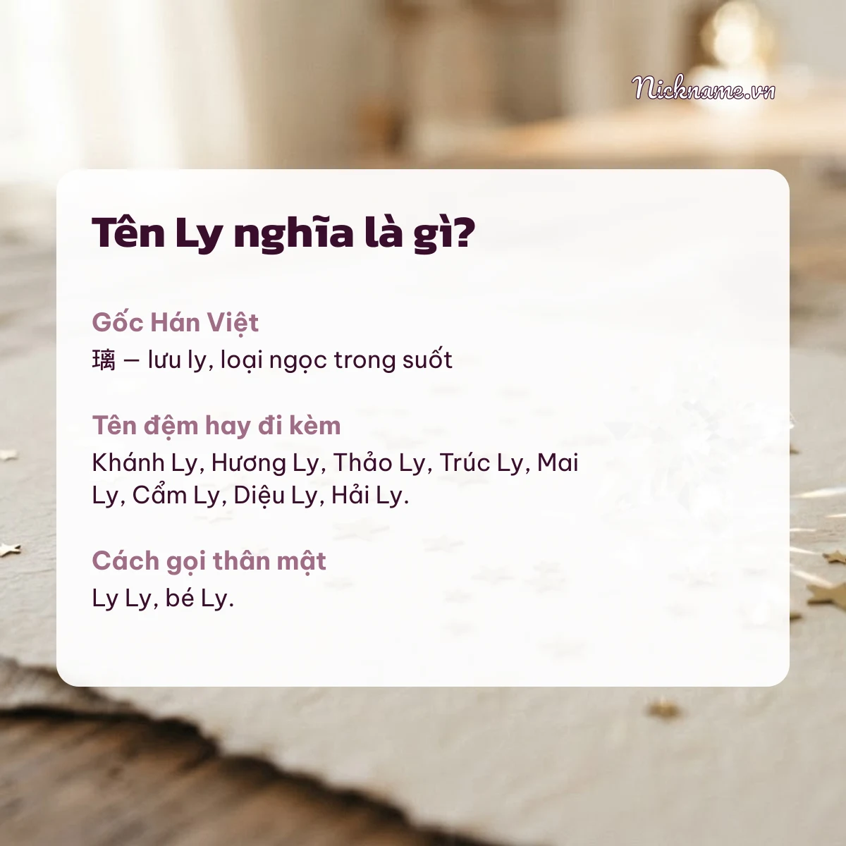 Ý nghĩa tên Ly và cách gọi thân mật