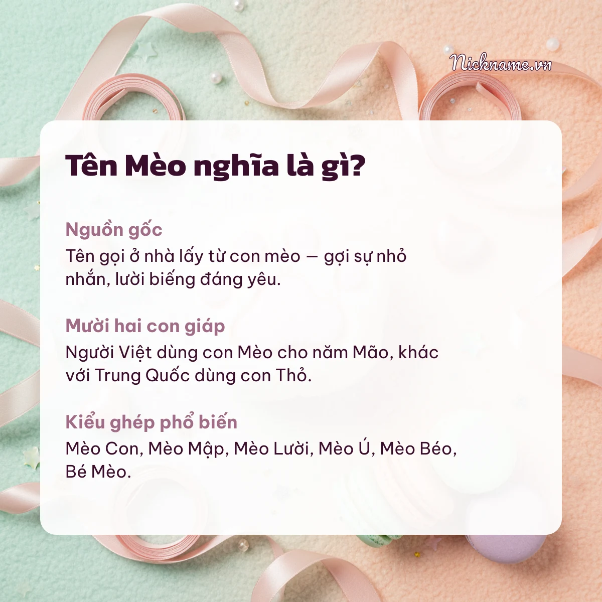 Ý nghĩa tên Mèo và cách gọi thân mật
