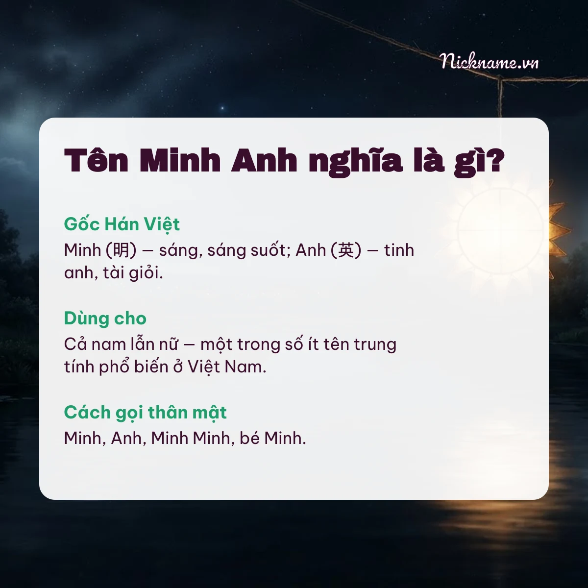 Ý nghĩa tên Minh Anh và cách gọi thân mật