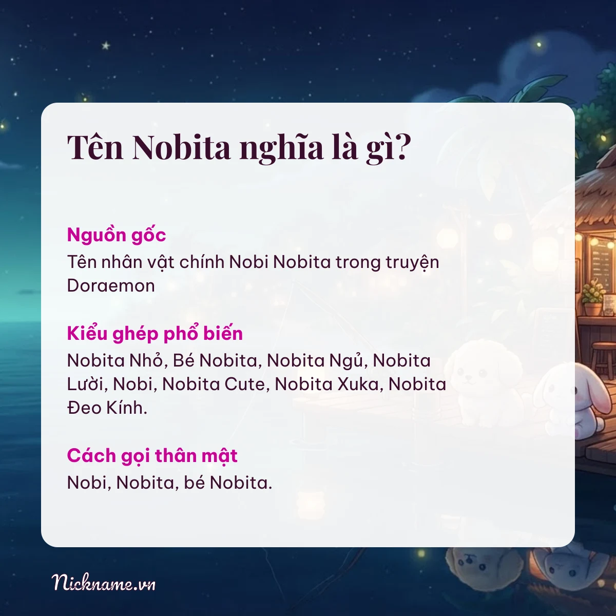 Ý nghĩa tên Nobita và cách gọi thân mật