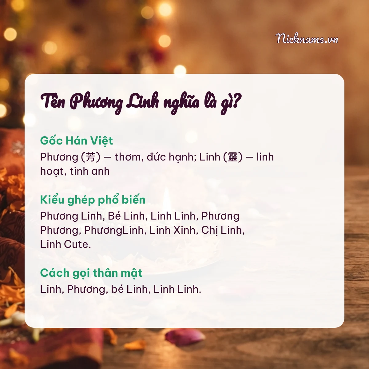 Ý nghĩa tên Phương Linh và cách gọi thân mật