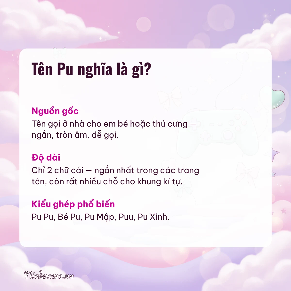 Ý nghĩa tên Pu và cách gọi thân mật