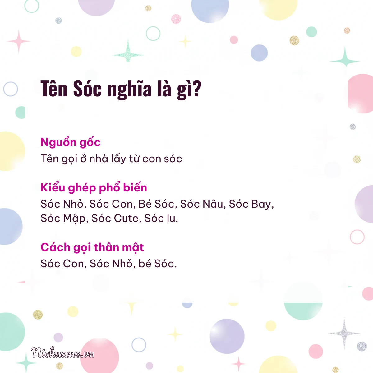 Ý nghĩa tên Sóc và cách gọi thân mật