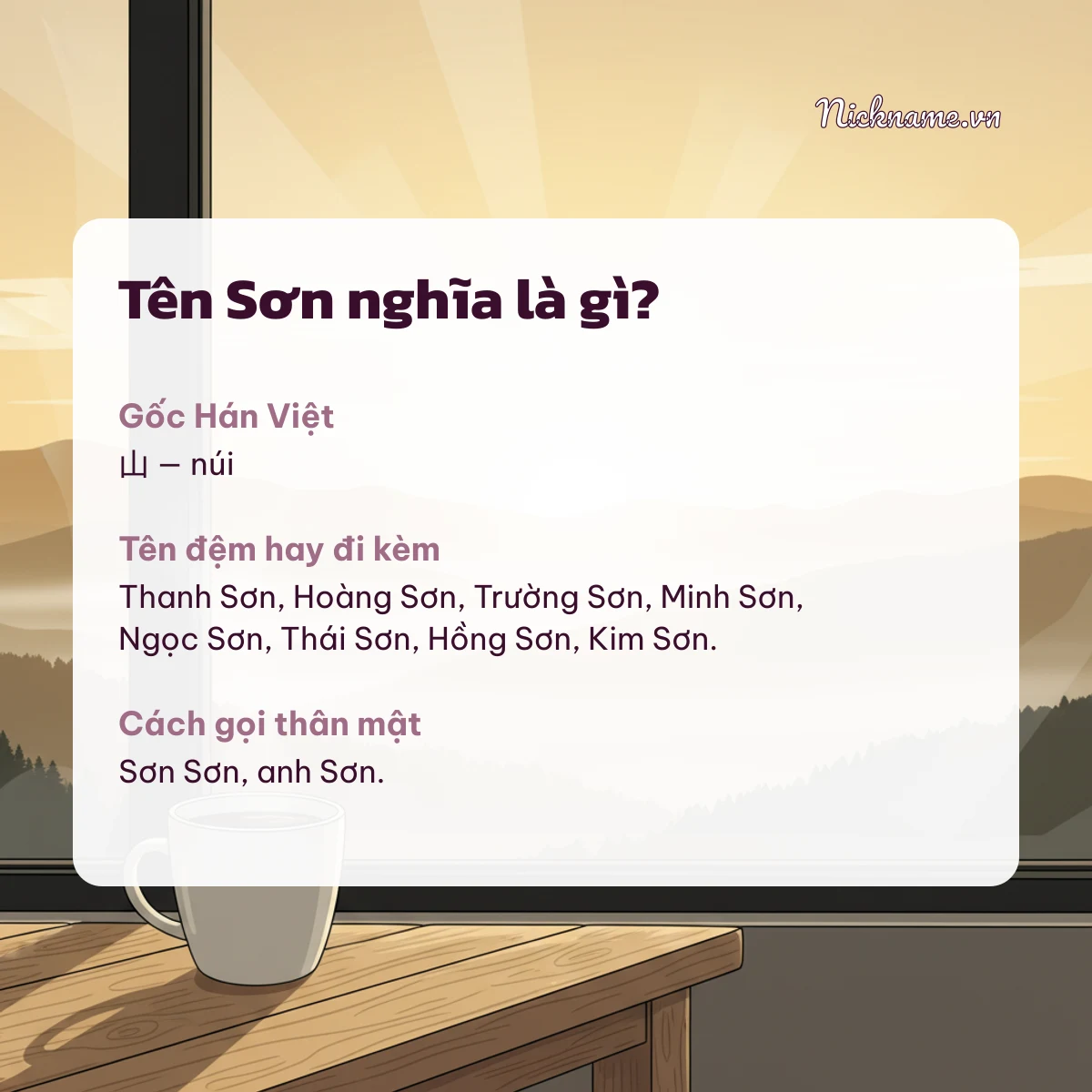 Ý nghĩa tên Sơn và cách gọi thân mật
