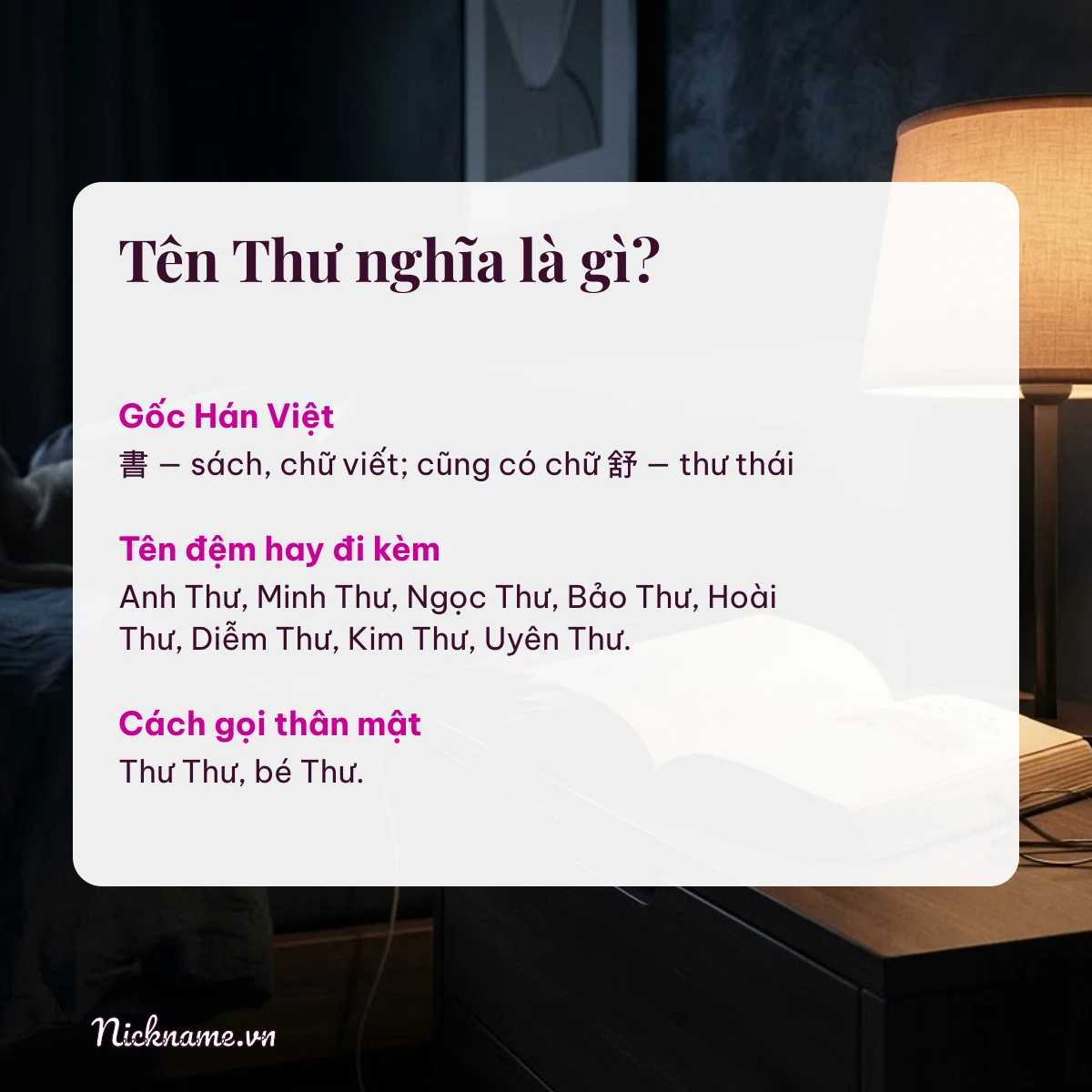 Ý nghĩa tên Thư và cách gọi thân mật