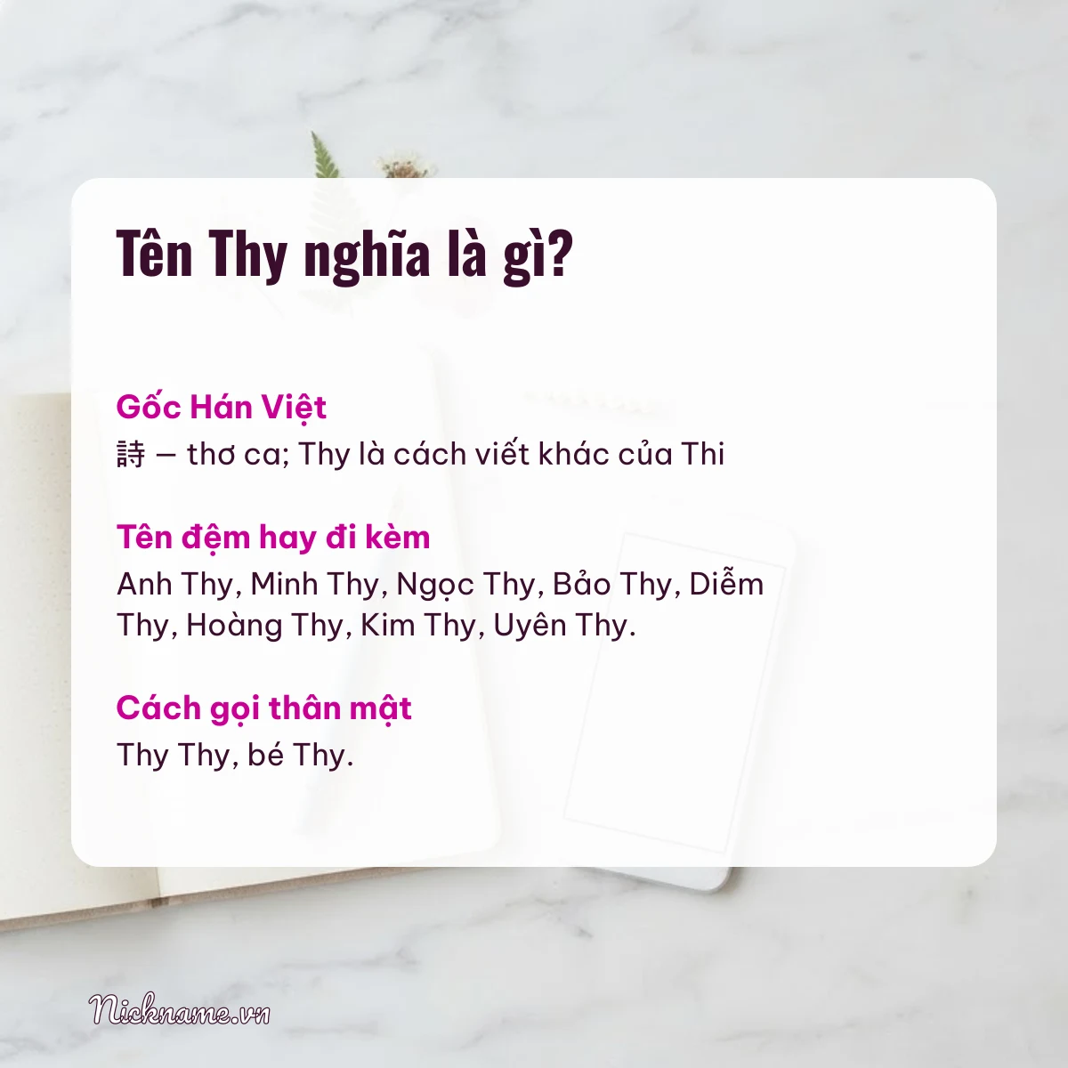 Ý nghĩa tên Thy và cách gọi thân mật