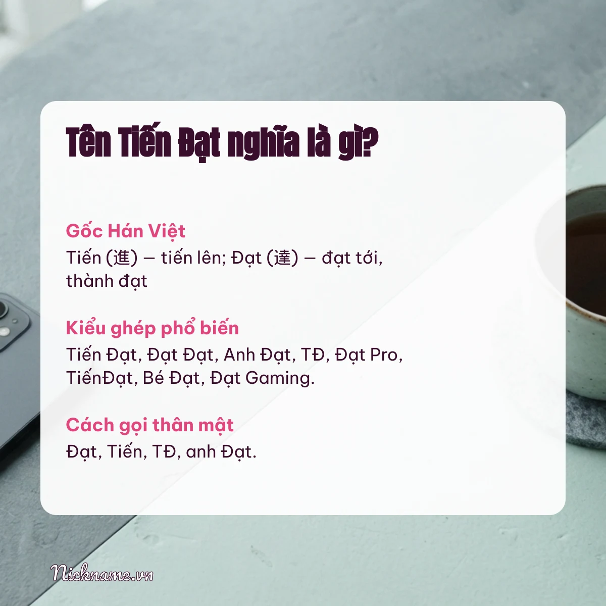 Ý nghĩa tên Tiến Đạt và cách gọi thân mật