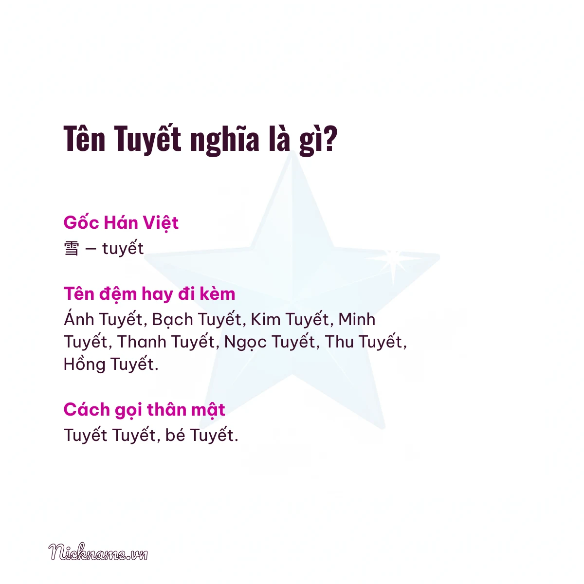 Ý nghĩa tên Tuyết và cách gọi thân mật